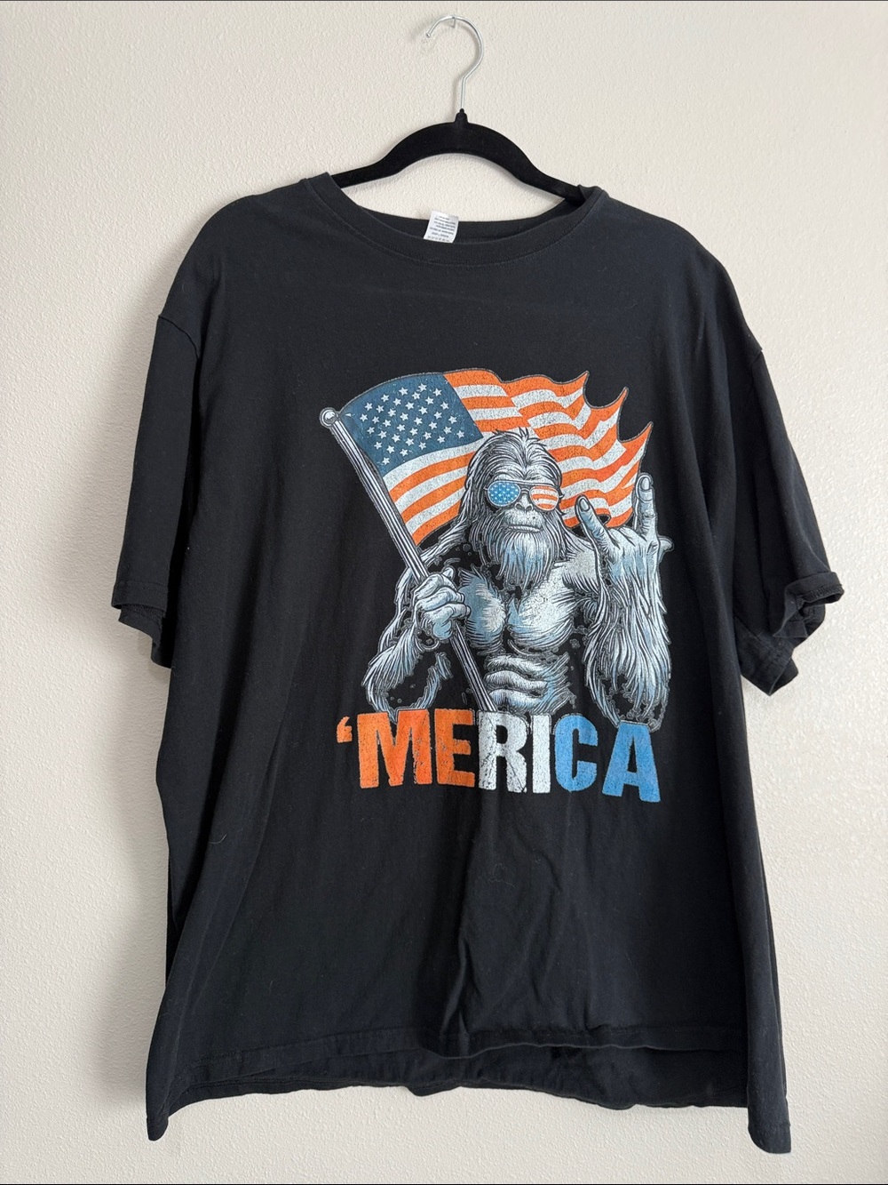 Black 'Merica Graphic Tee with American Flag